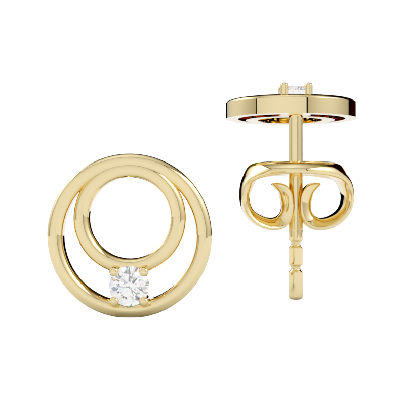 Kolczyki z diamentami Solis – złoto żółte 750 – GOLDPORT